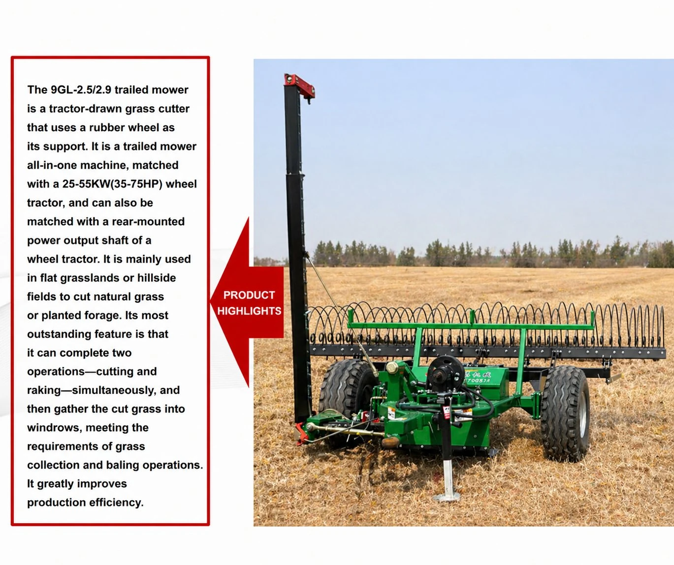 9GL-2.5∕2.9 Trailed Mower Rake highlight
