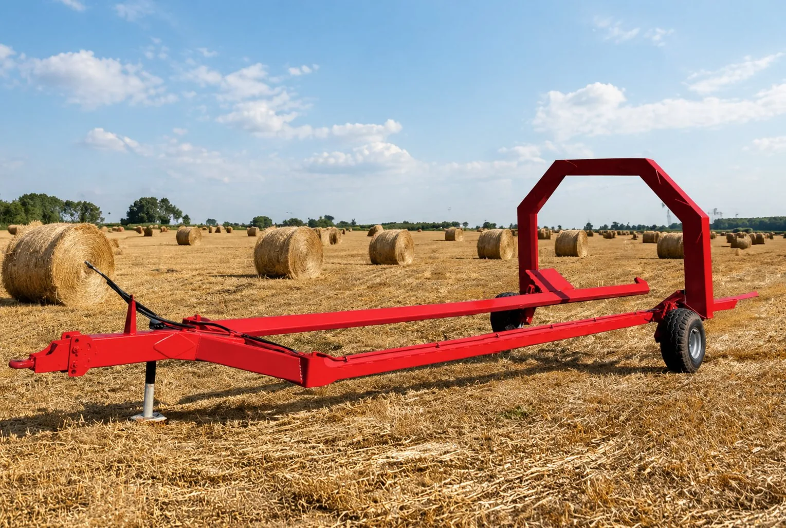 9JYY-2.5 Compact Round Bale Transporter Trailer Application 1