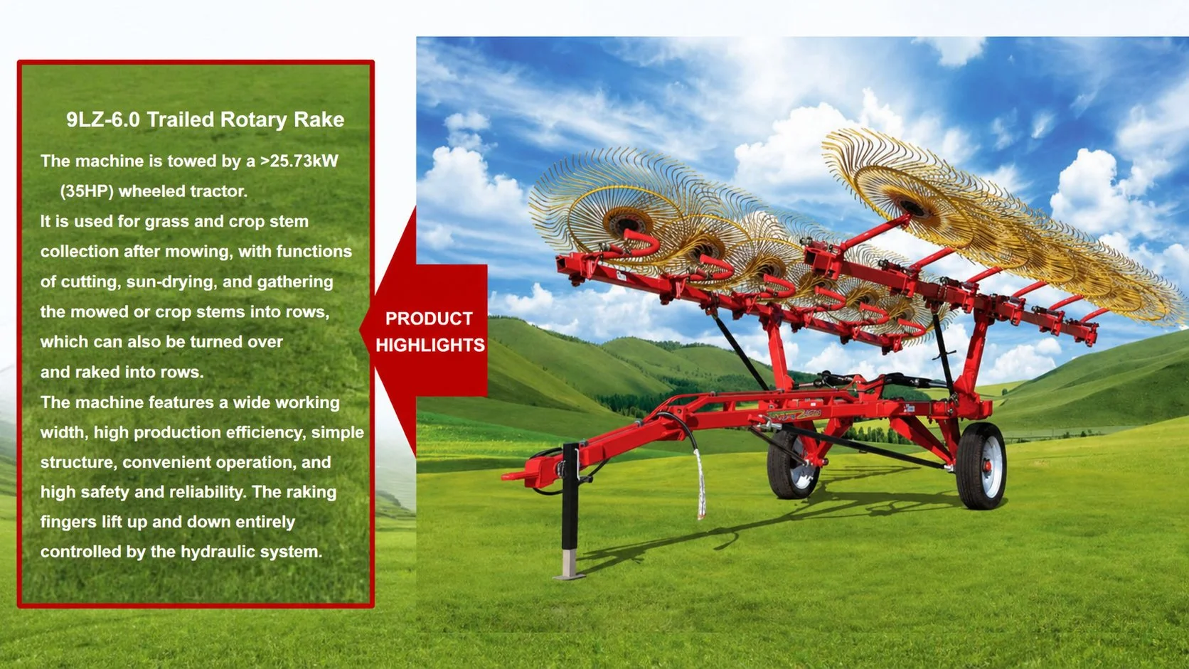 9LZ-6.0 Finger Wheel Hay Rake highlight (no mirror)
